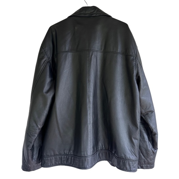 Oversized Boyfriend Vintage Black Leather Coat Jacket - Picture 7 of 9